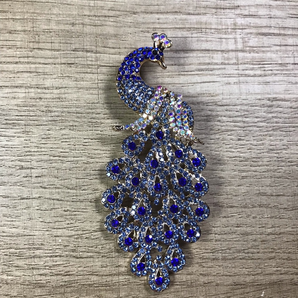 Peacock Rhinestone Brooch